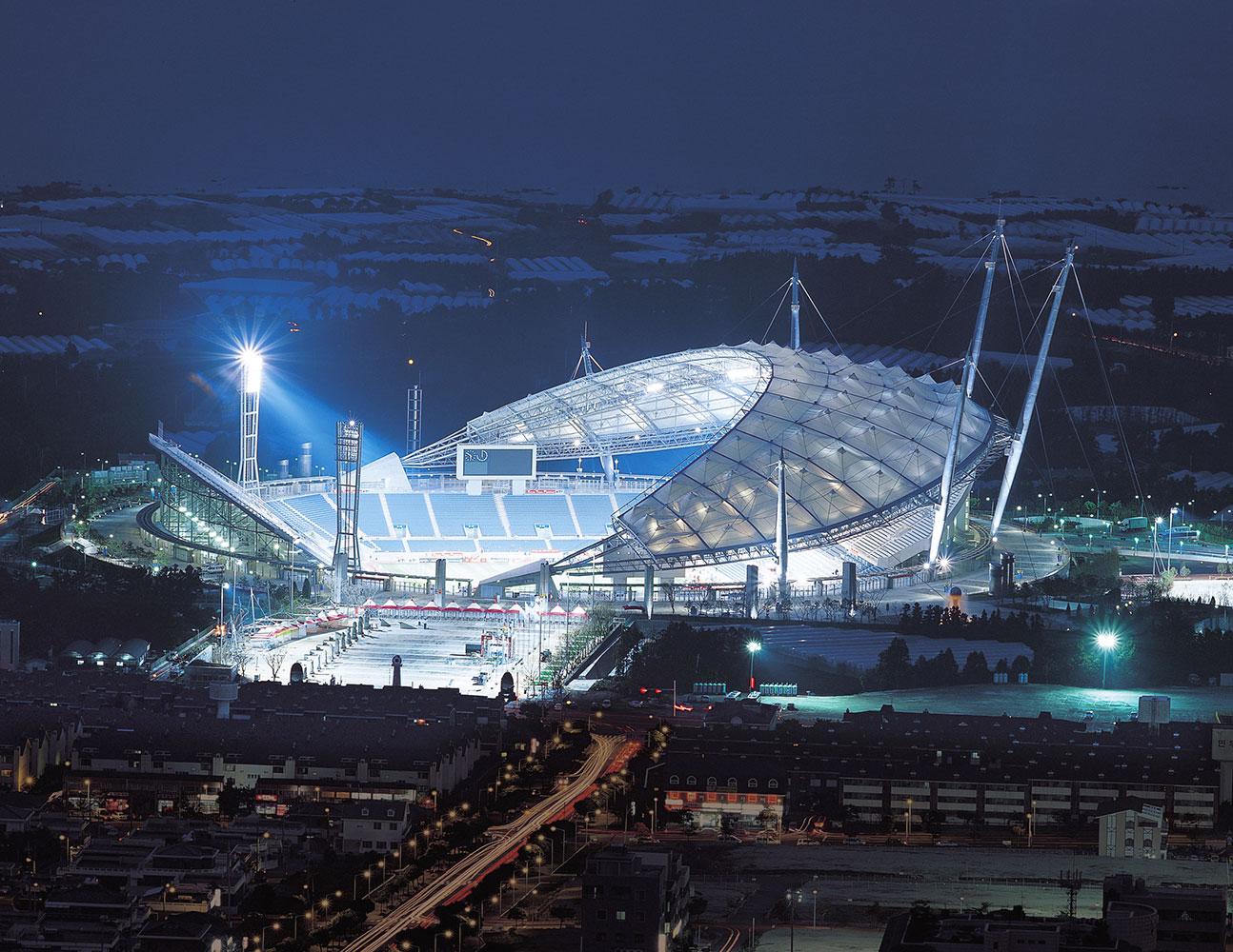 Jeju World Cup Stadium at night